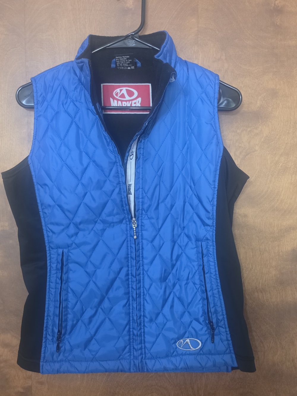 Marker Blue Quilted Hybrid Vest with Black Panels